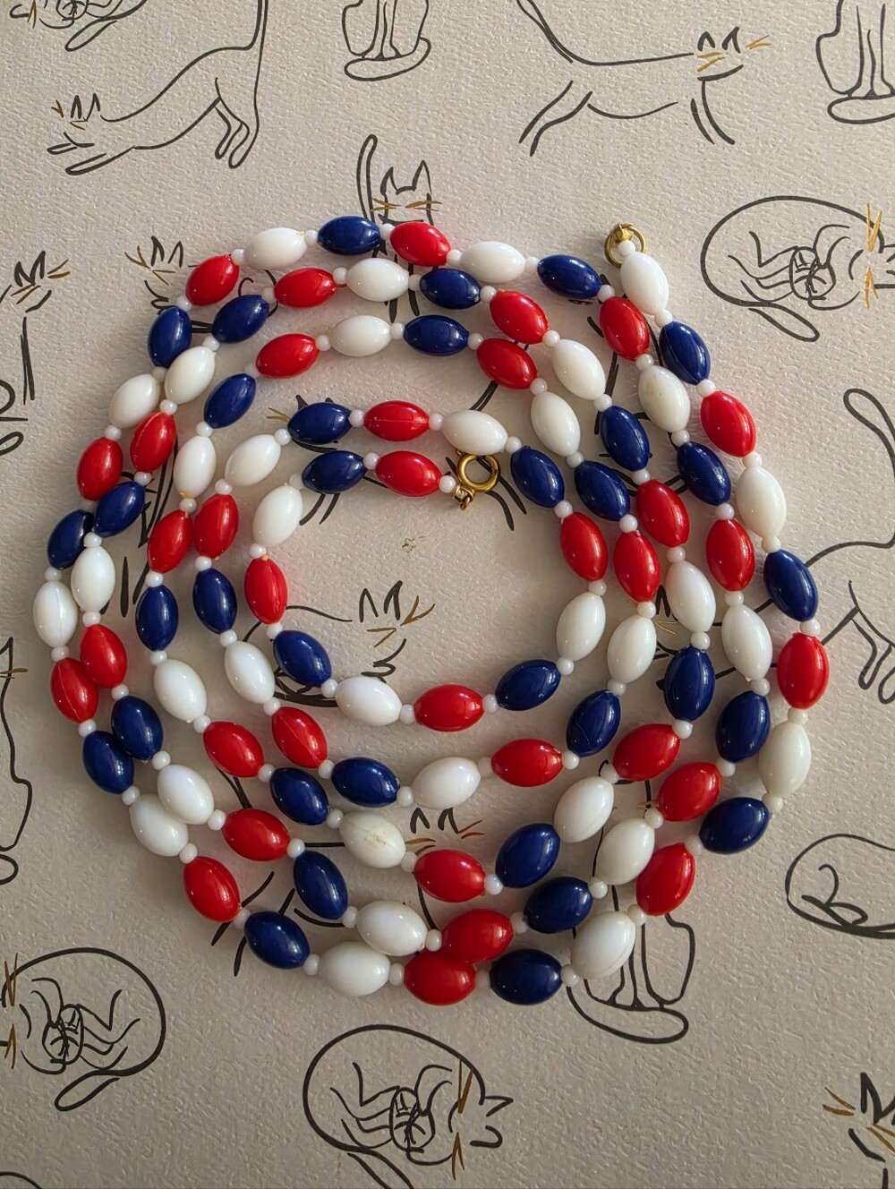 Patriotic Red, White & Blue 48" Beaded Necklace
